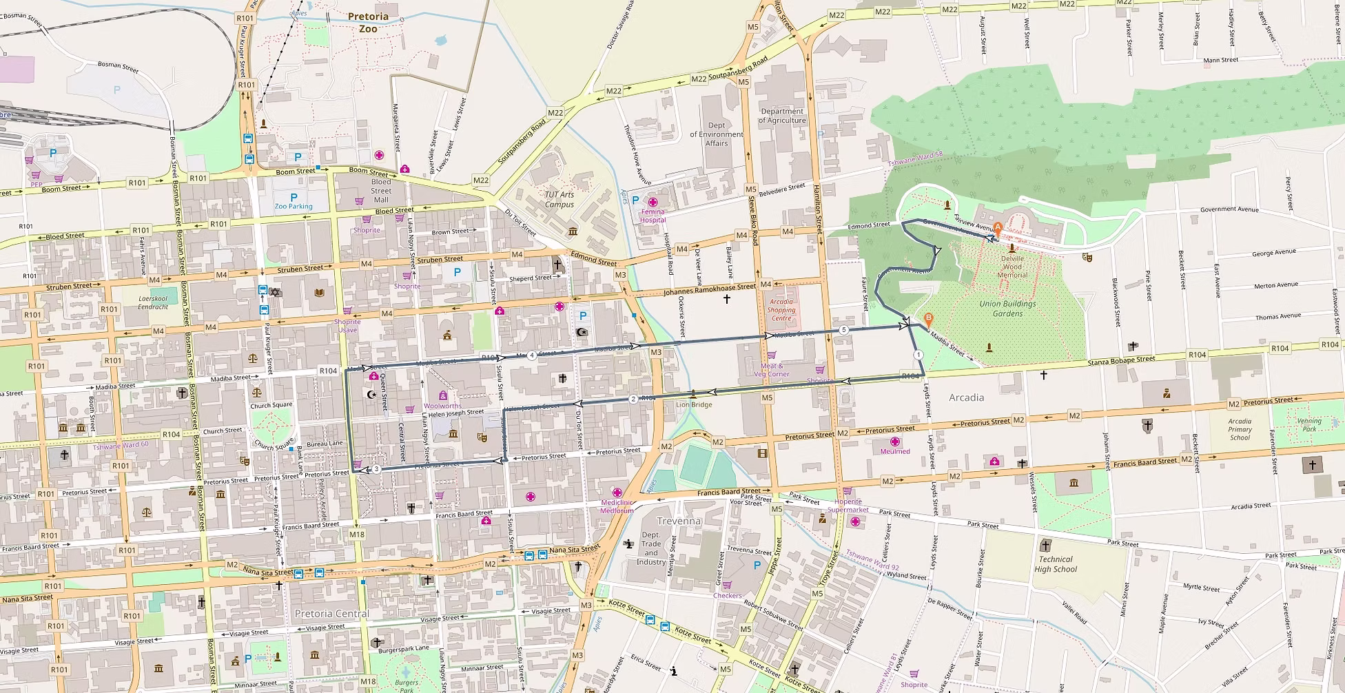 Mandela Remembrance Walk & Run Gentle 5km Walk Route Map